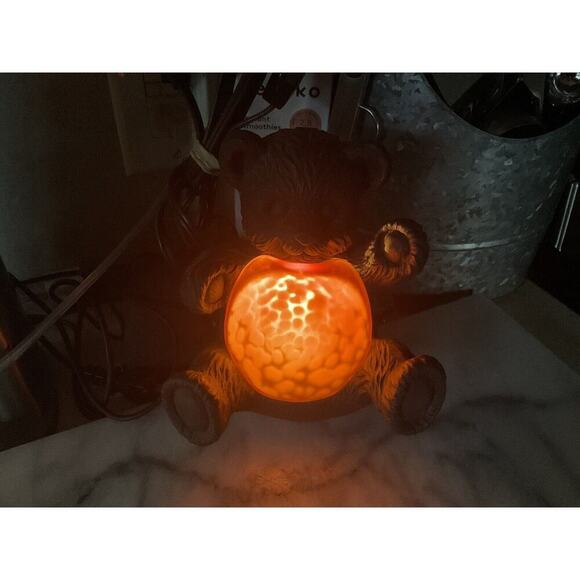 Vintage Teddy Bear Light 7 Inch Bronze and Amber Art Glass Light - Picture 9 of 12